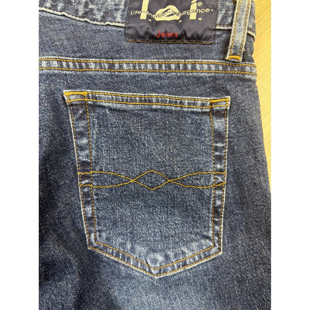 Vintage lei Life Energy Intelligence Flare Leg Jeans Seam Front Blue Size 9 - Picture 4 of 7